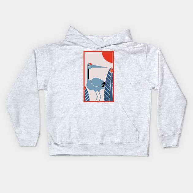 Pine and Crane Kids Hoodie by Nishinegi